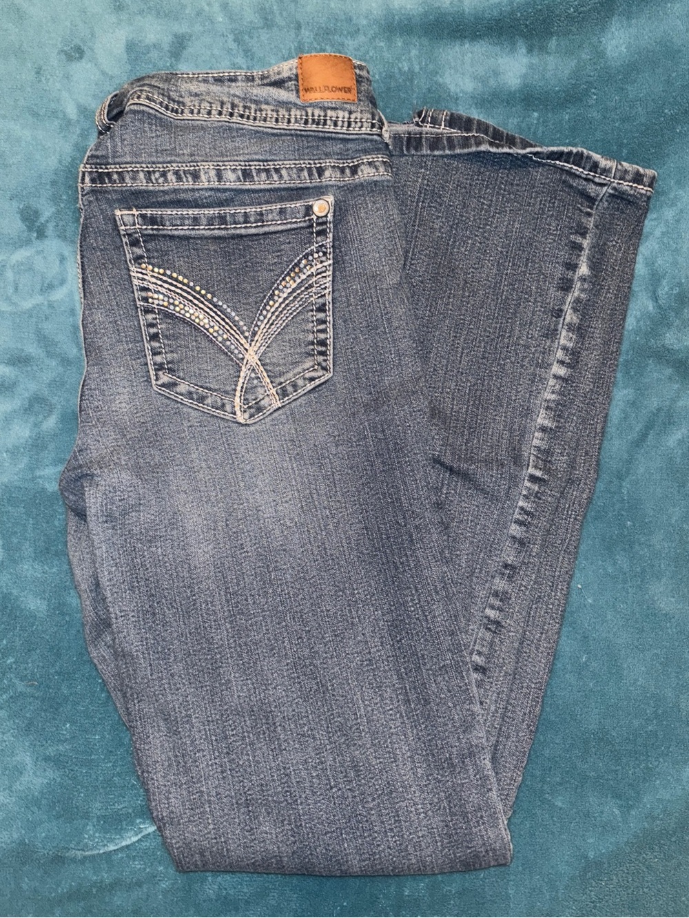 Wallflower Dark Blue Boot Cut Jeans with Embroidered Back Pocket